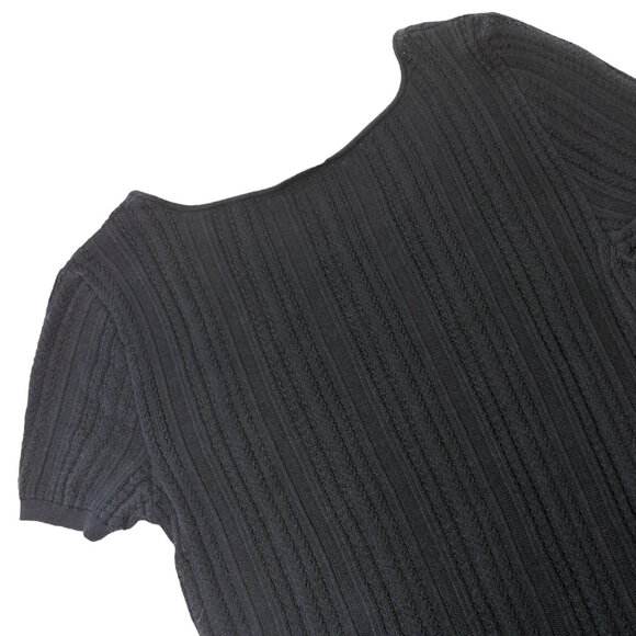 CHANEL Vintage 04P CC Mark Logo Mesh Knit T-shirt Top #38 Black Cotton  [106484] - Picture 5 of 10